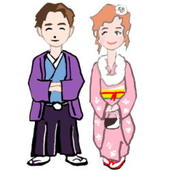 袴と振袖のカップル